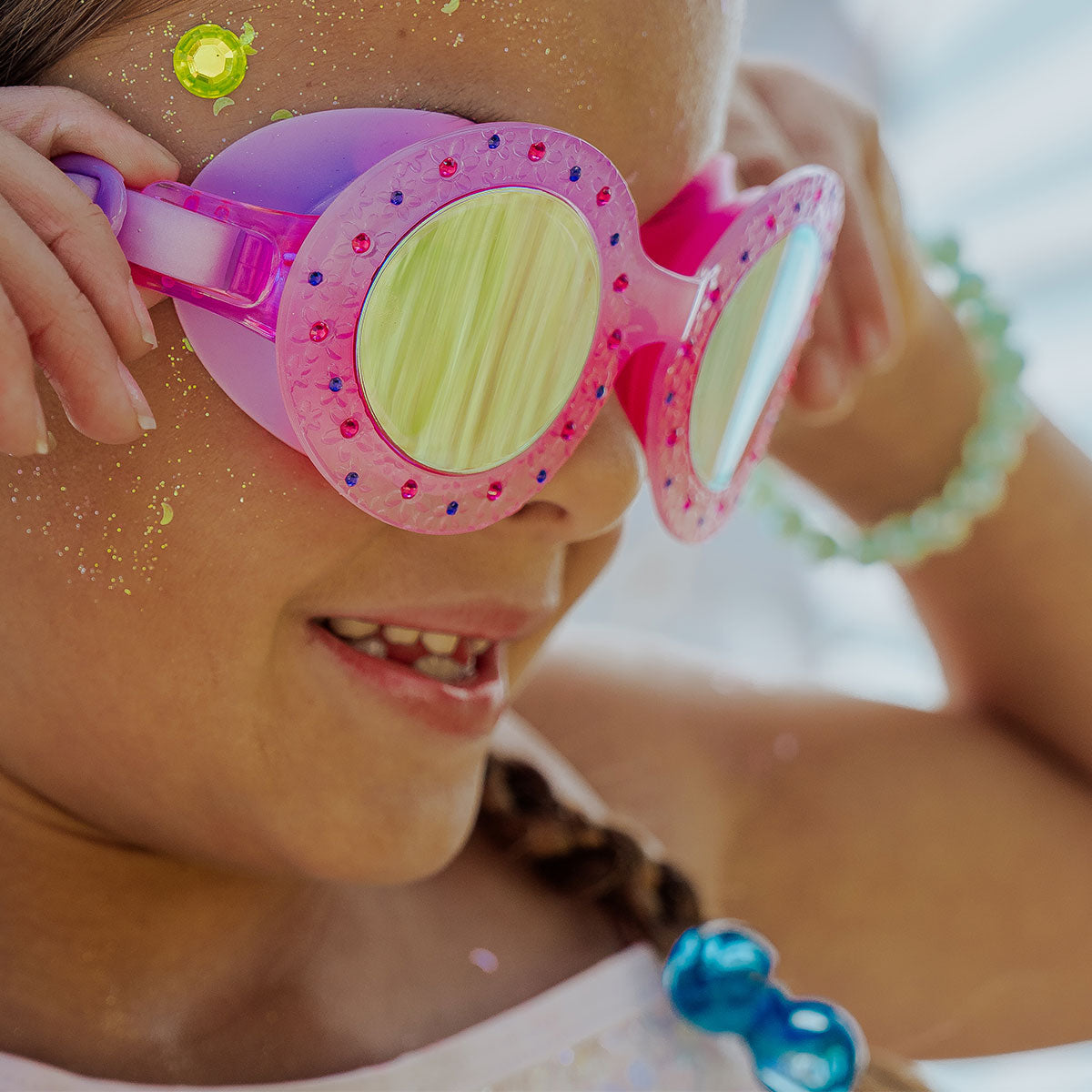 Morning Magenta Budding Flowers Girl Kids' Swim Goggles - HoneyBug