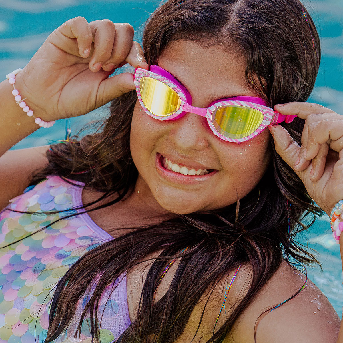 Cleo in Pink Pallas Girl Kids' Swim Goggles - HoneyBug