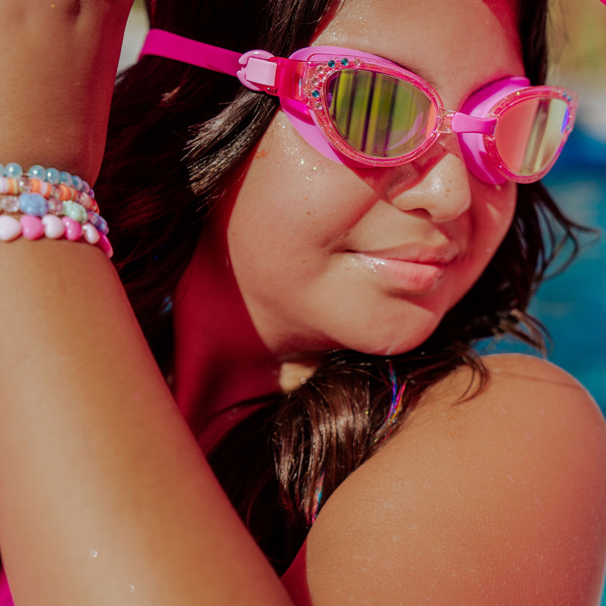 Miss Lux in Ruby Girl Kids' Swim Goggles - HoneyBug