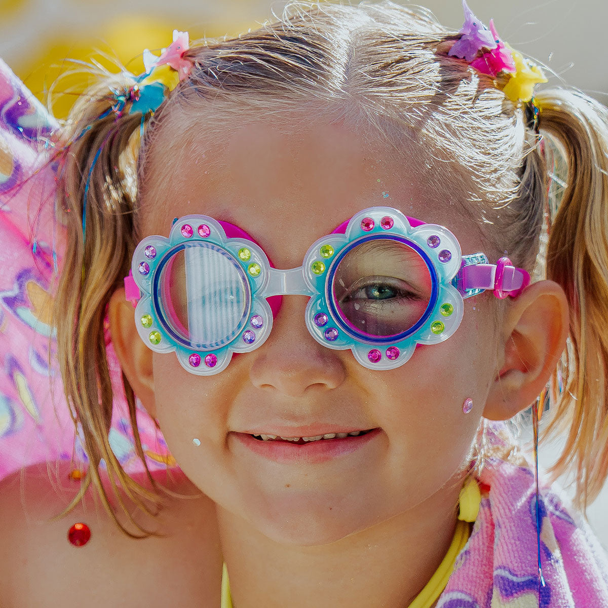 Blossom Blue Petals Girl Kids' Swim Goggles - HoneyBug