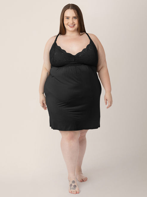 Lucille Maternity & Nursing Nightgown | Black - HoneyBug