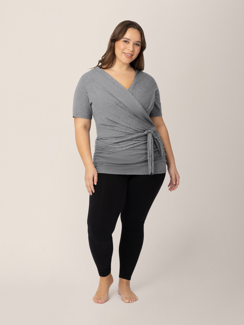 Organic Cotton Skin to Skin Wrap Top | Charcoal Grey Heather - HoneyBug