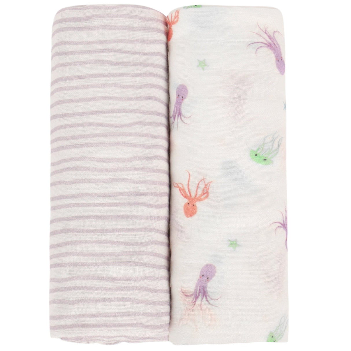 Octopus & Lavender Wave Swaddle Set - HoneyBug