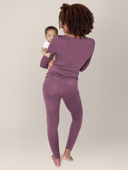 Jane Nursing Pajama Set | Burgundy Plum - HoneyBug