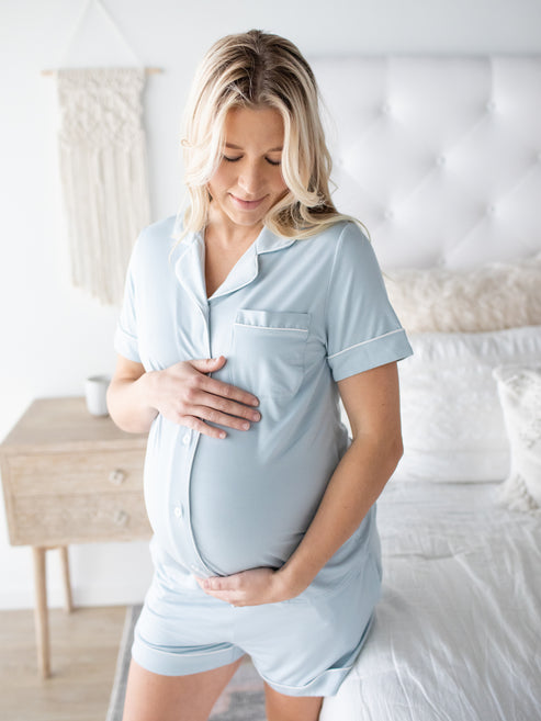 Clea Bamboo Classic Short Sleeve Pajama Set | Mist - HoneyBug
