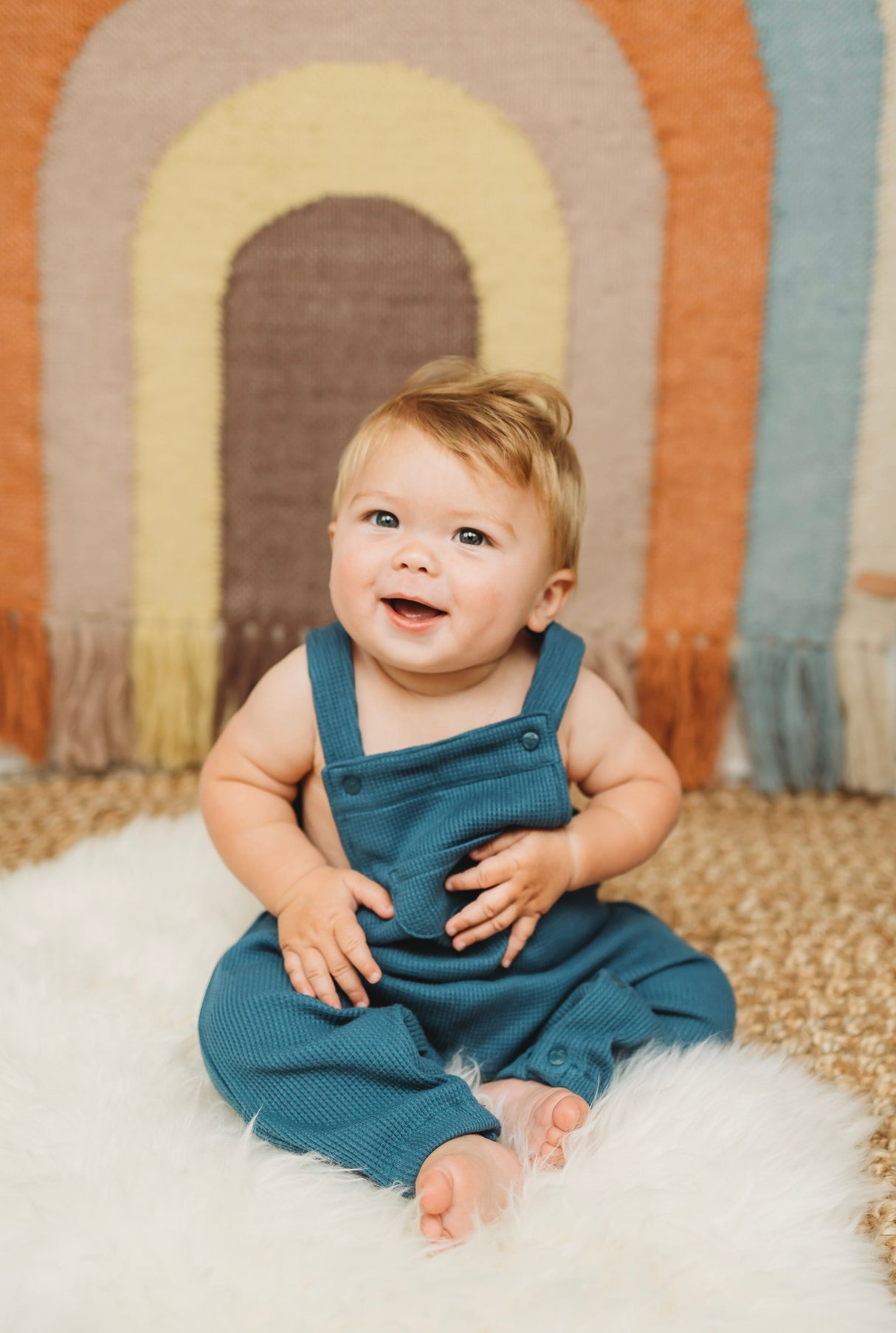 Waffle Overalls - Marine - HoneyBug