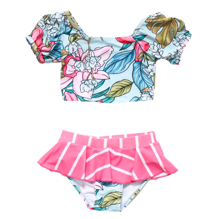 Silver Seaside Two Piece Swimsuit - HoneyBug