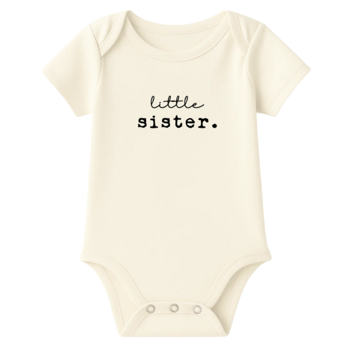 Little Sister Organic Cotton Short Sleeve Baby Bodysuit - HoneyBug