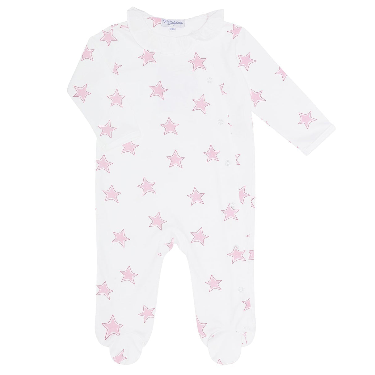 Pink Stars Print Crossover Footie