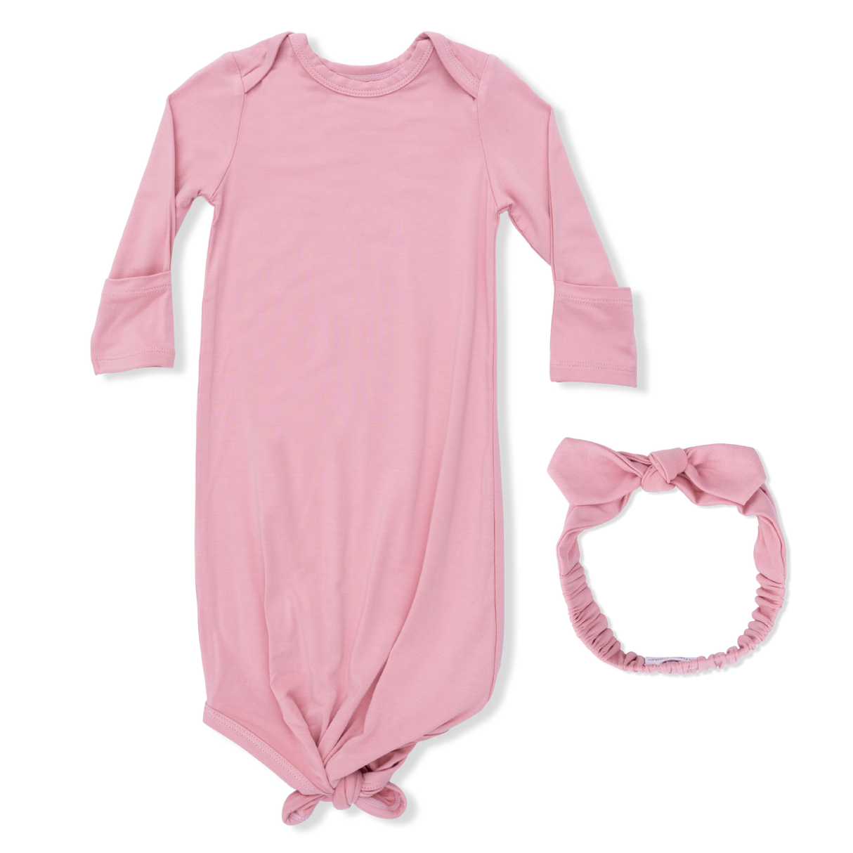 Solid Rose Elegance - Knotted Gown and Headband