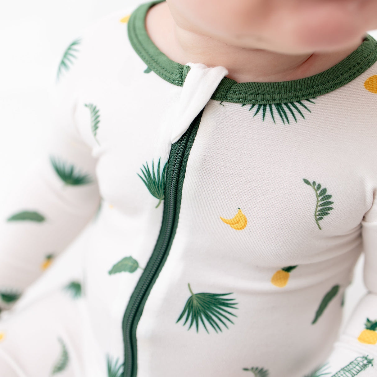 Tropical Palms Zippered Footie - HoneyBug