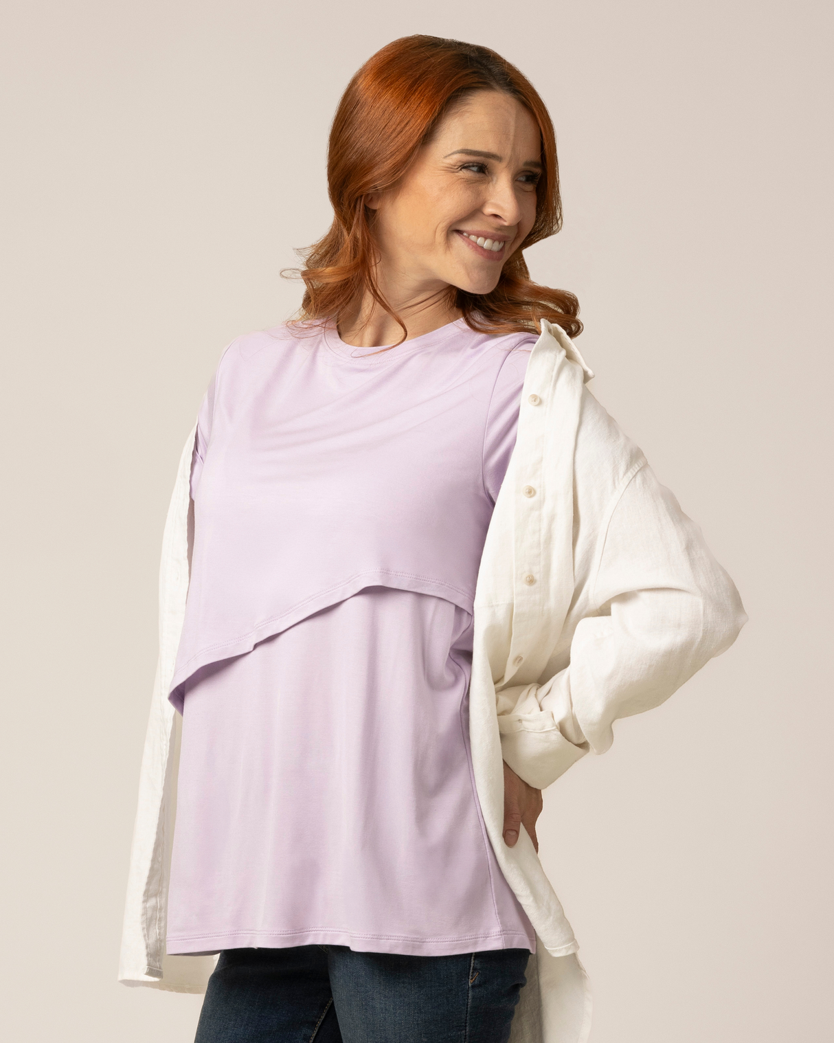 Everyday Asymmetrical Nursing T-shirt | Lavender Mist - HoneyBug