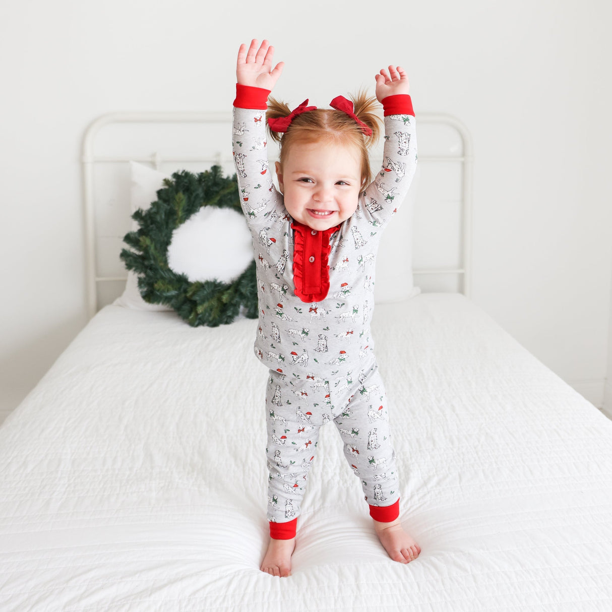 Holiday Dalmatian 2-Piece Pajama with Ruffle - HoneyBug