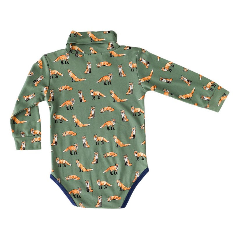Green Fox Turtleneck Onesie - HoneyBug