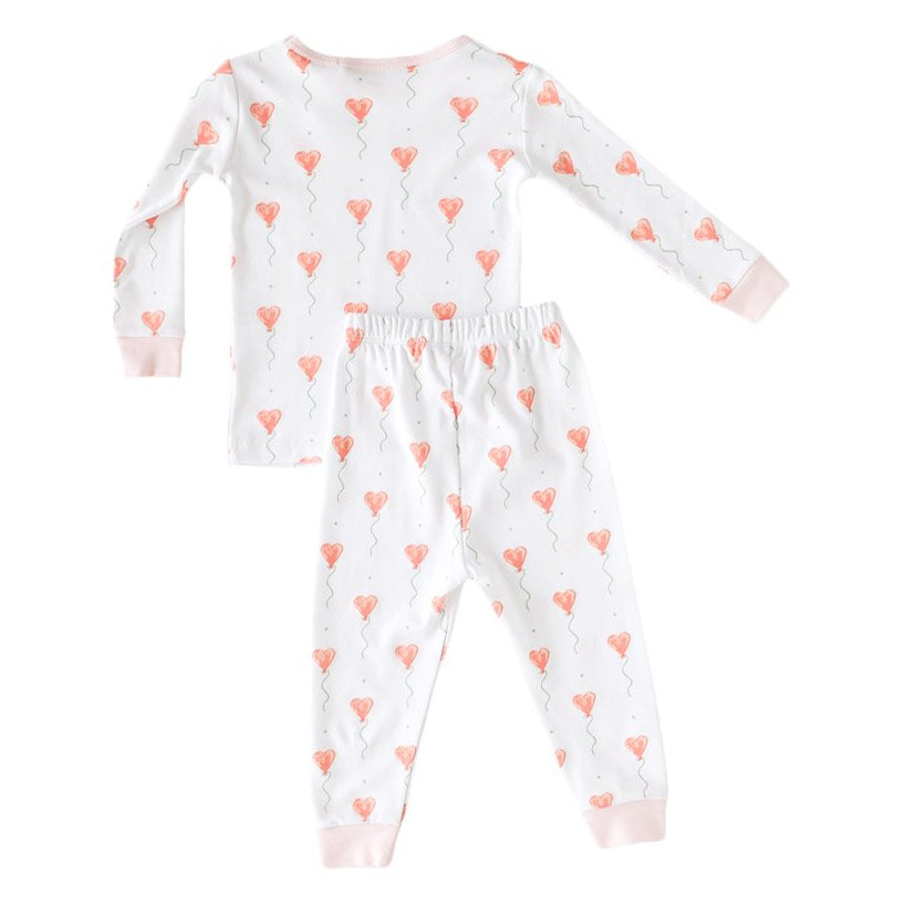 White Heart Balloon Pajama Set - HoneyBug