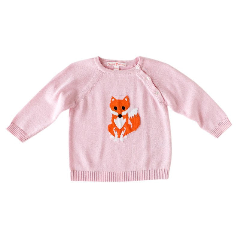 Pink Fox Intarsia Knit Sweater - HoneyBug