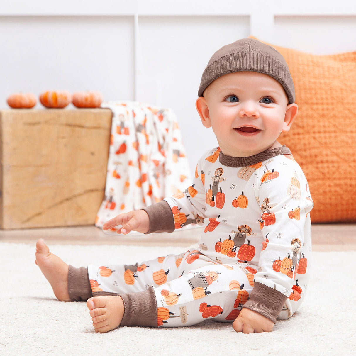 Pumpkin Patch Baby Romper – Bamboo Fall One-Piece Outfit - HoneyBug