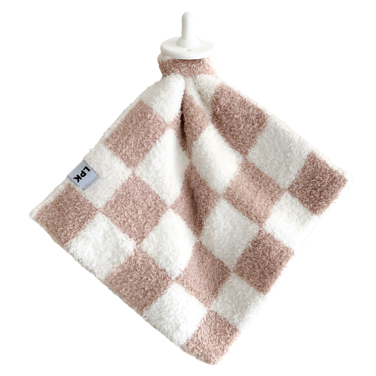 Checkered Plush Lovey | Latte - HoneyBug