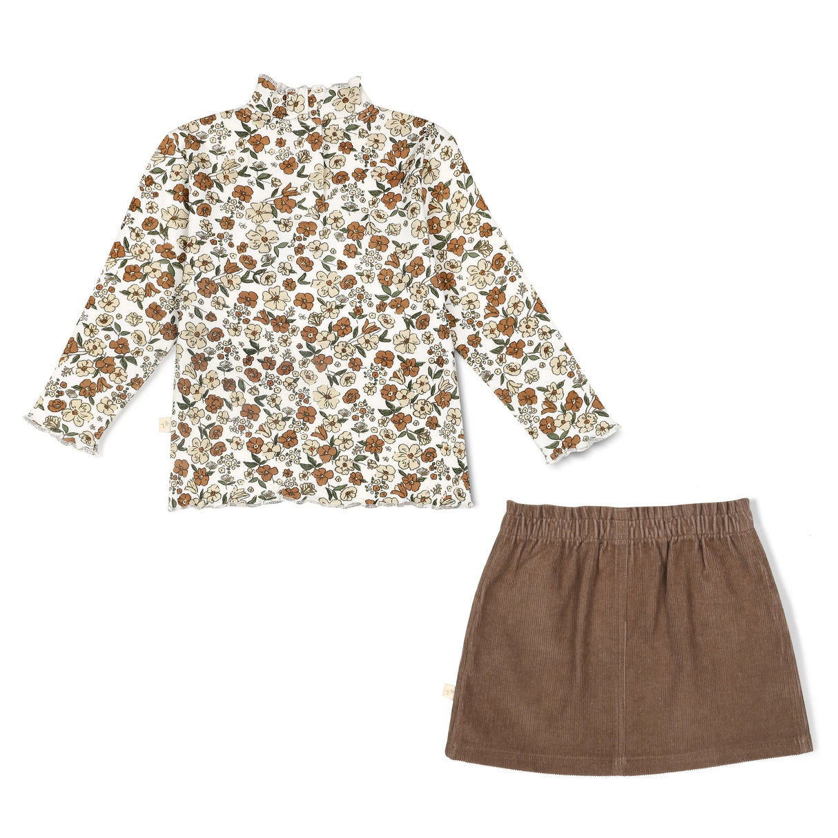 Organic Tee and Corduroy Skirt Set - Espresso - HoneyBug