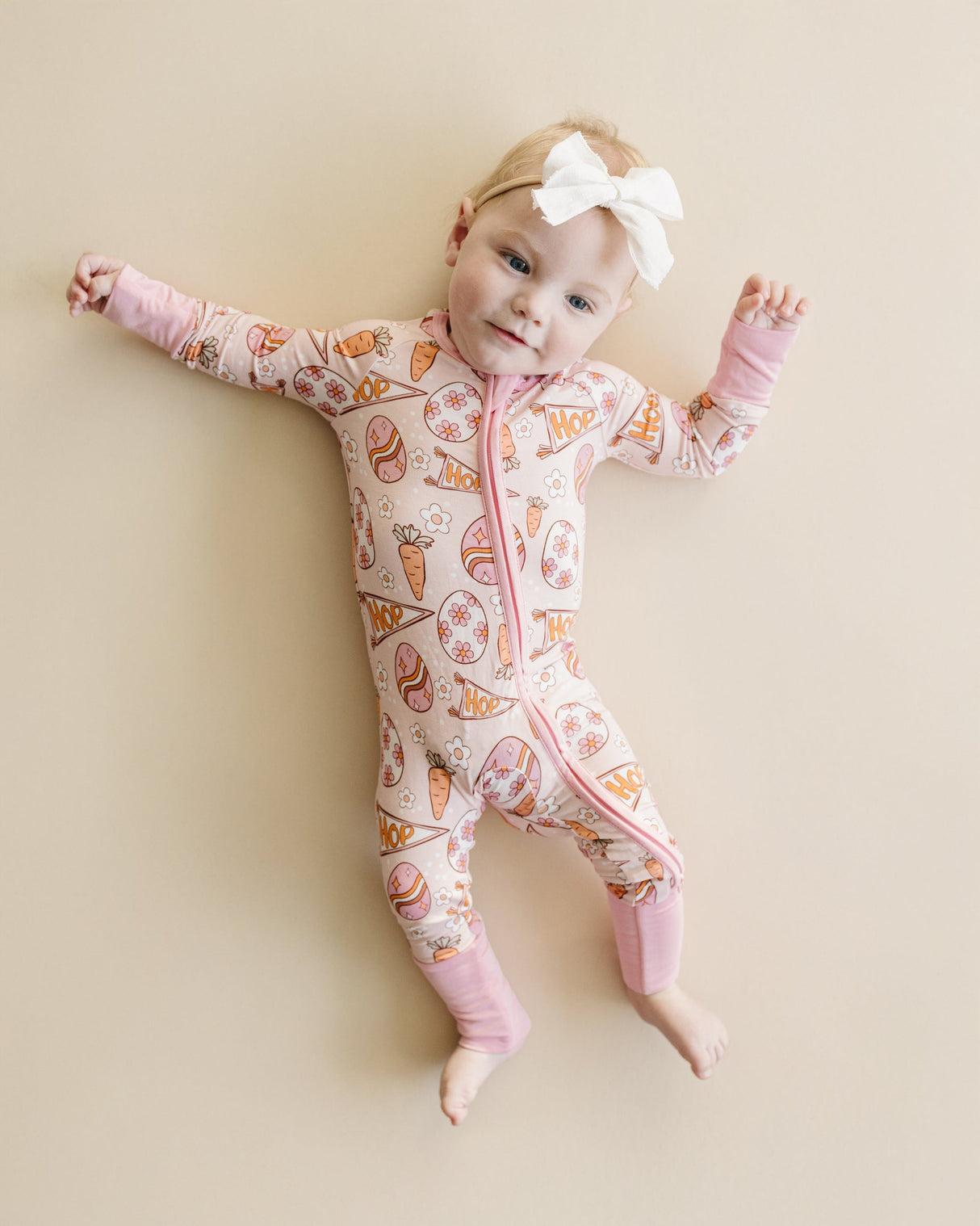 Bamboo Zip Romper | Easter Hop - HoneyBug