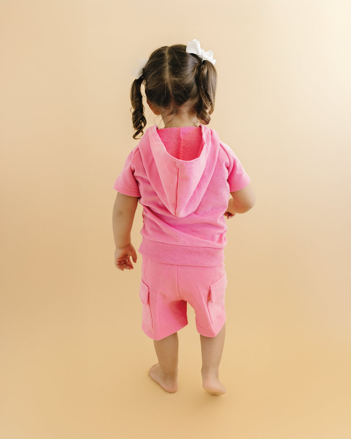 Terry Cargo Shorts Set | Pink - HoneyBug