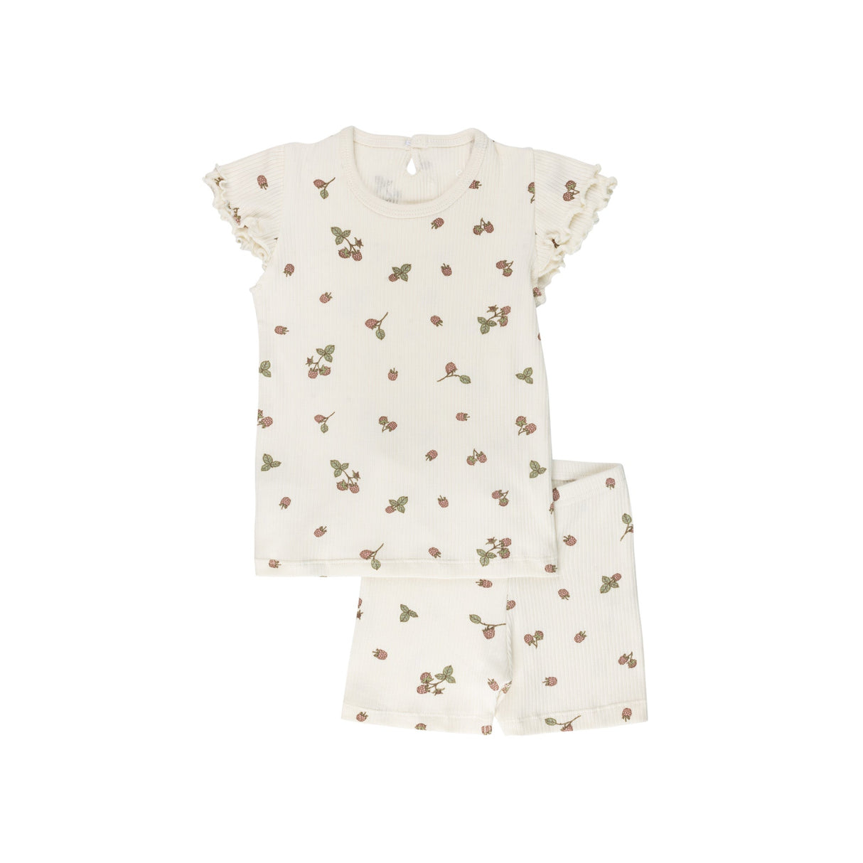 Ribbed Cotton - Raspberries Collection - Short Sleeve Lounge Set - HoneyBug