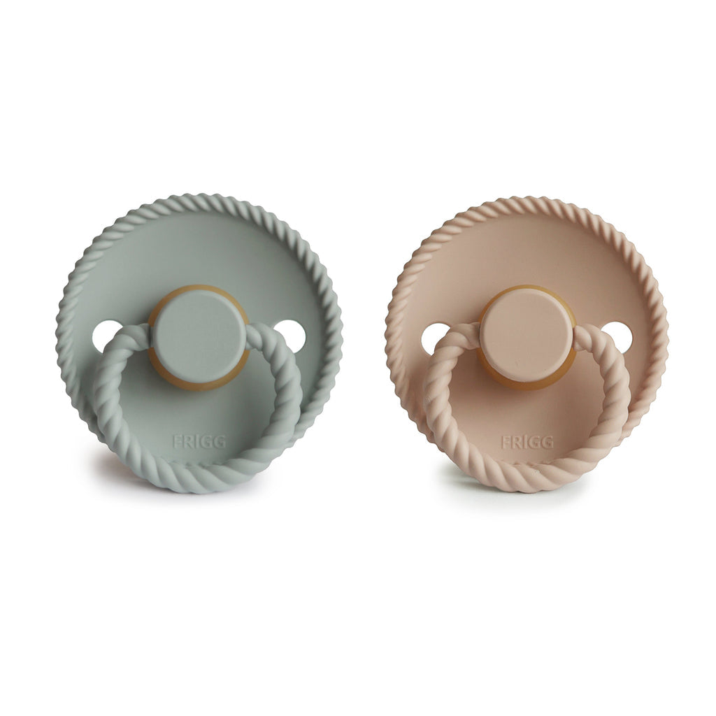 FRIGG Rope Natural Rubber Pacifier 2-Pack - Sage/Croissant - HoneyBug