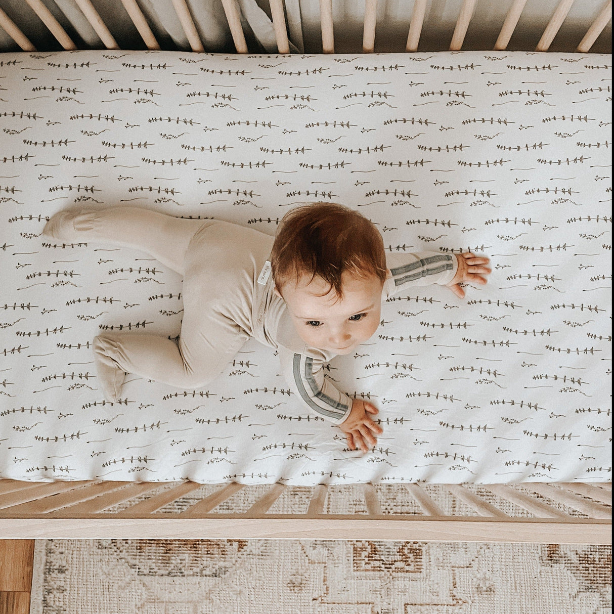 Crib Sheet Set - Forest Grey Leaf - HoneyBug