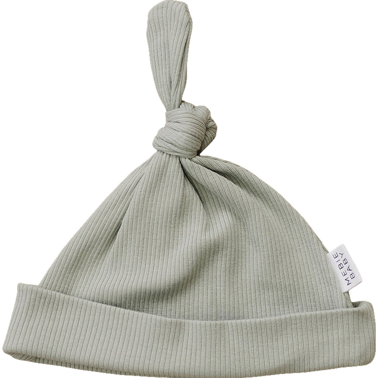 Sage Organic Ribbed Newborn Knot Hat - HoneyBug