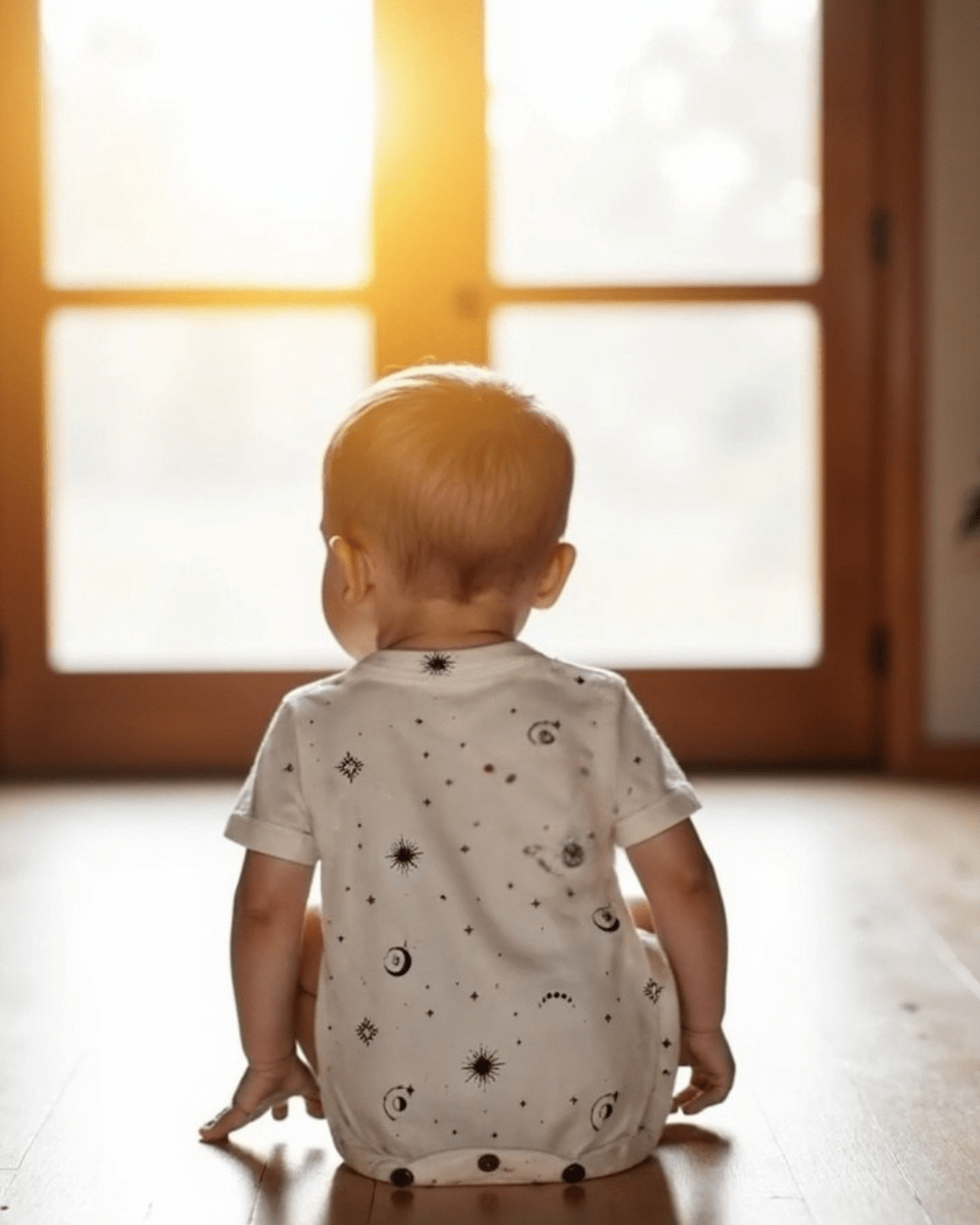 short sleeve romper | celestial - HoneyBug