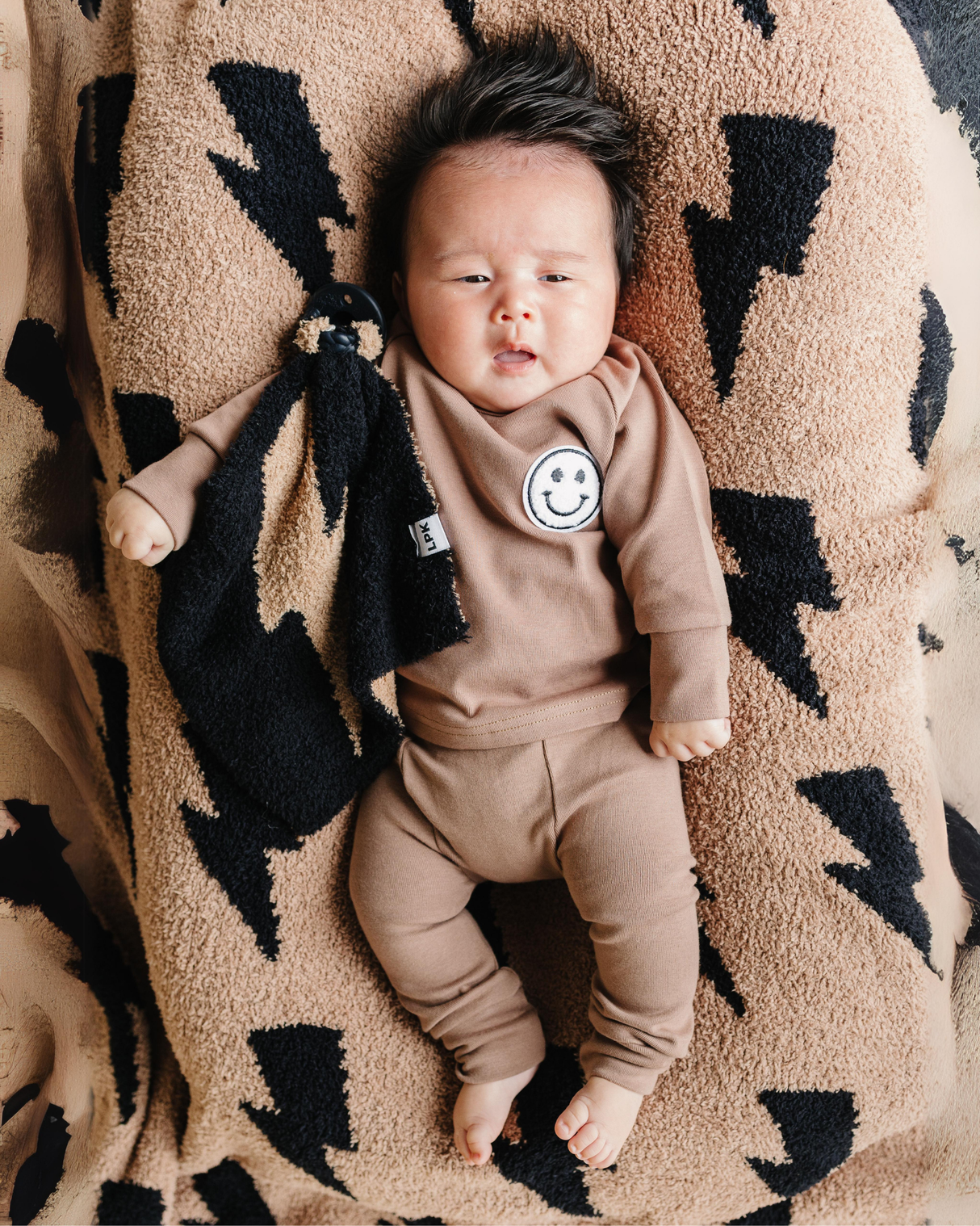 Lightning Bolt Plush Lovey | Mocha - HoneyBug