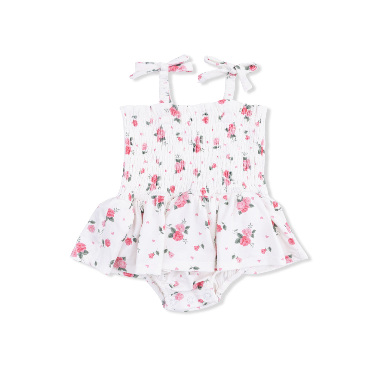 Pink Rosettes - Smocked Bubble with Skirt