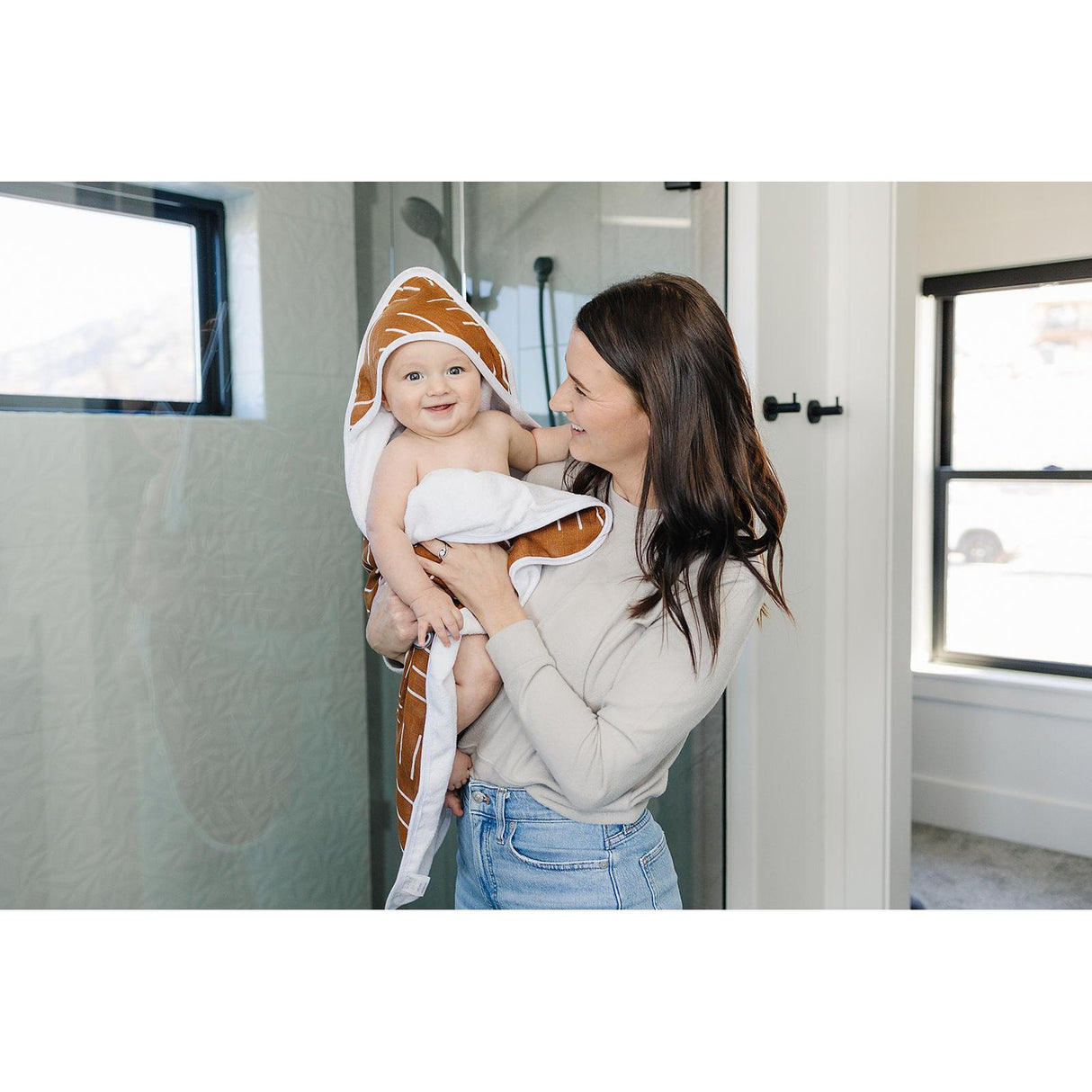 Mustard Mudcloth Muslin Hooded Towel - HoneyBug
