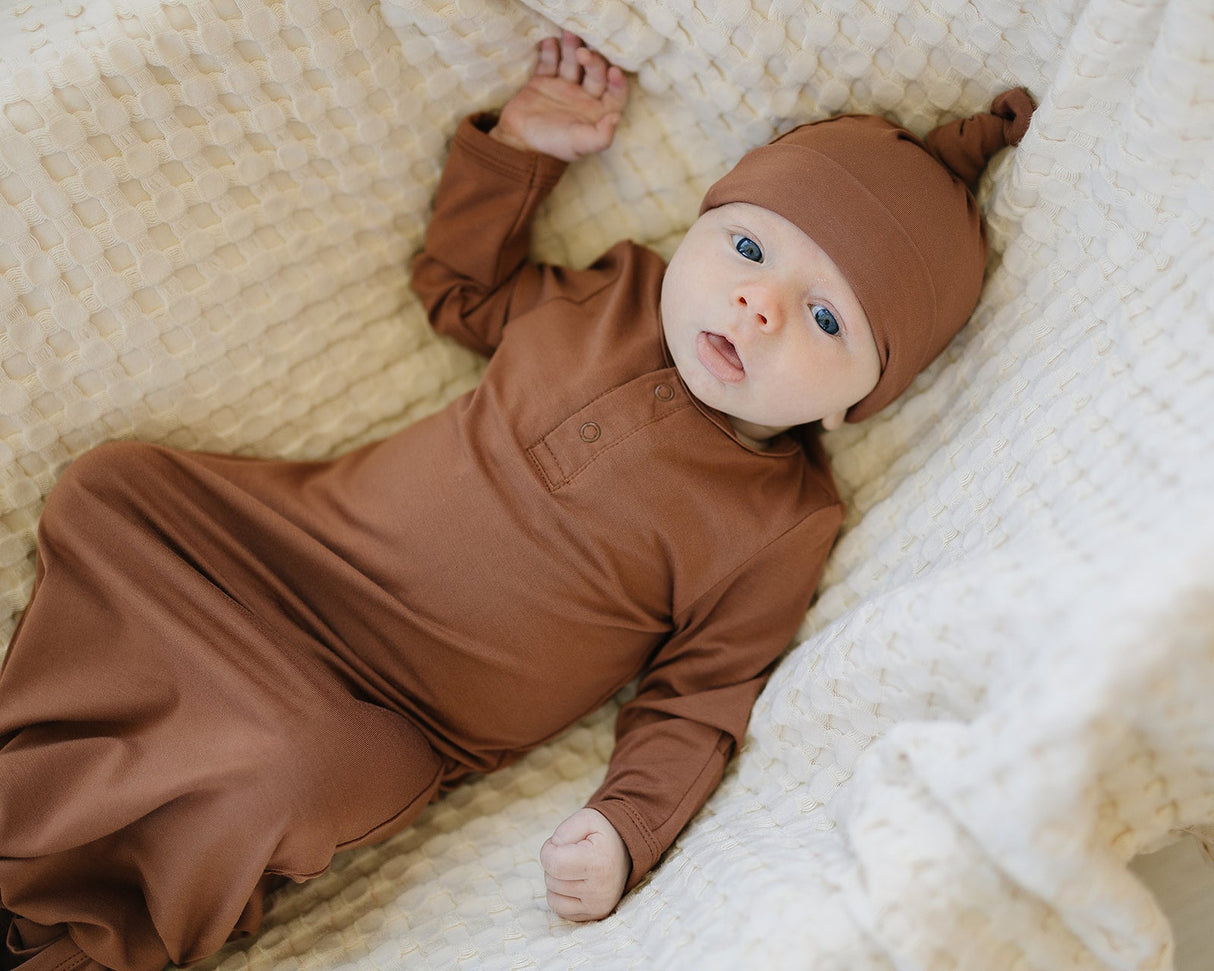 Rust Bamboo Newborn Knot Hat - HoneyBug