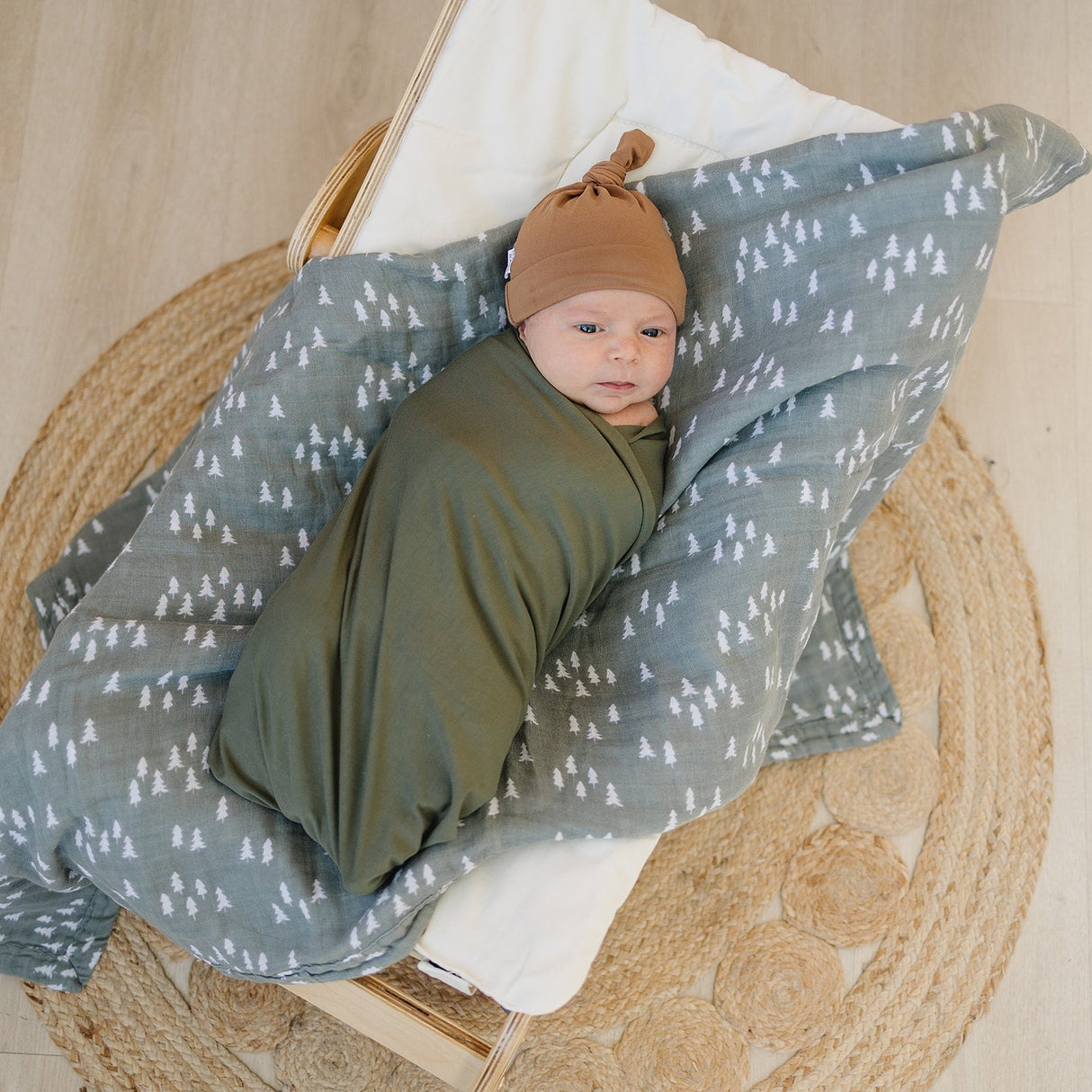 Olive Bamboo Stretch Swaddle - HoneyBug