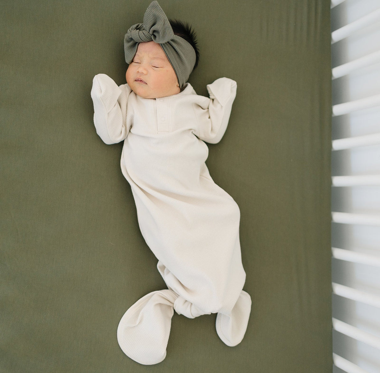 Winter Green Organic Cotton Ribbed Head Wrap - HoneyBug