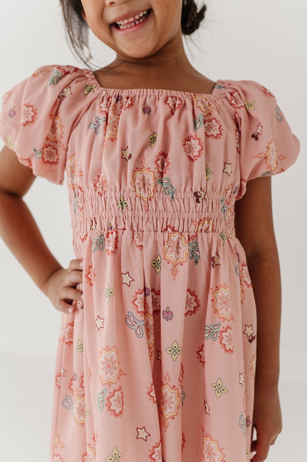 Peasant Bubble Sleeve Dress