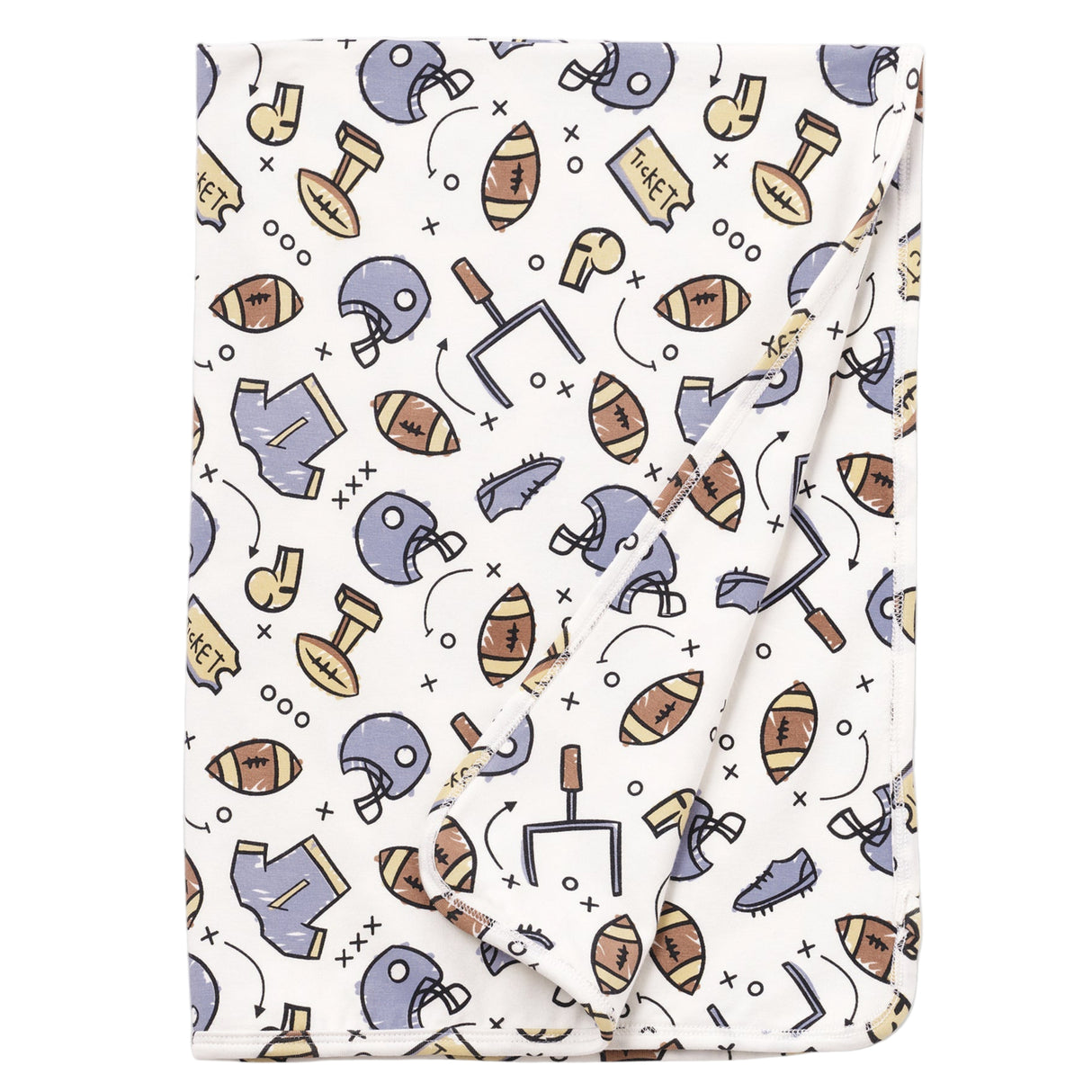 Touchdown Baby Boy Bamboo Football Stroller Blanket - HoneyBug