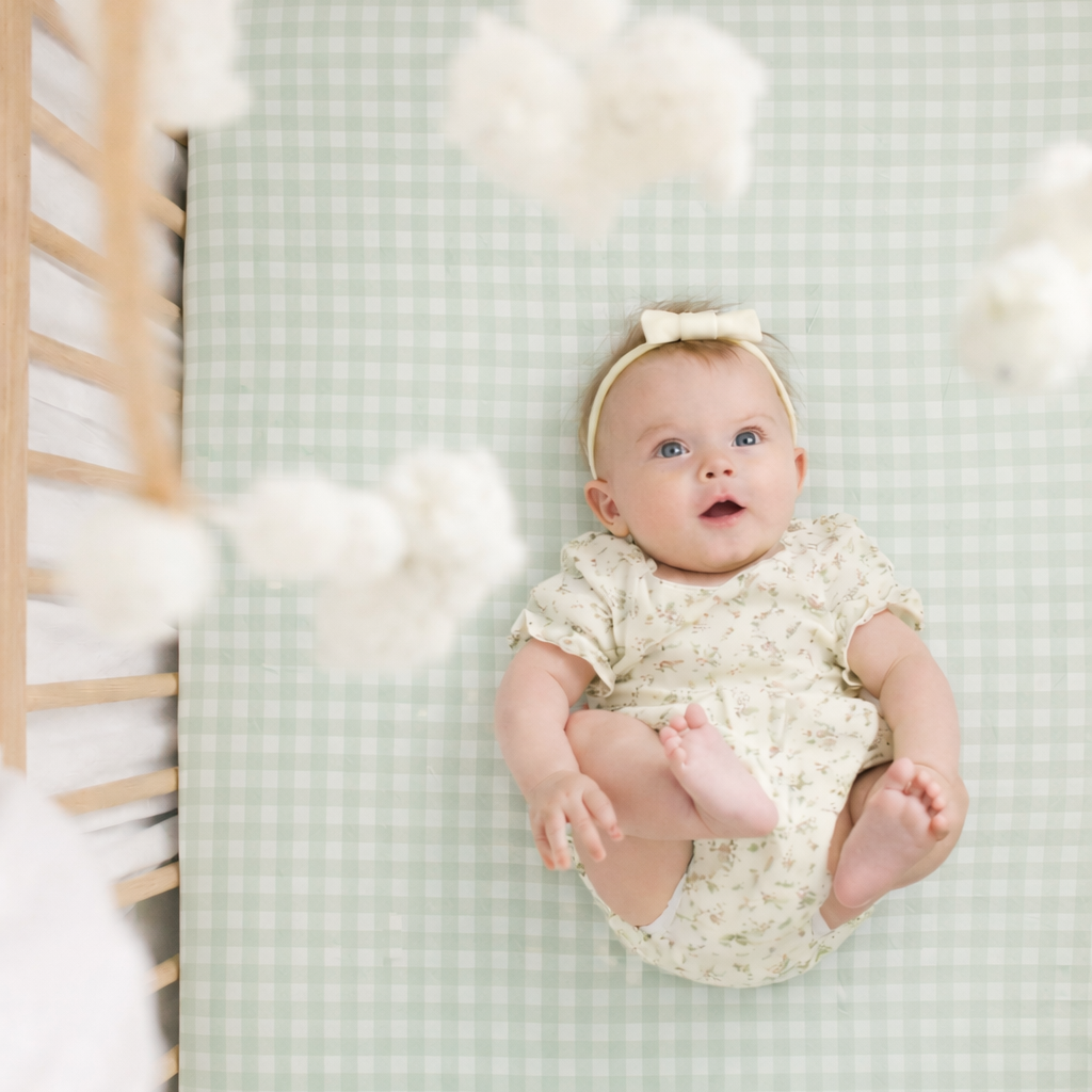 Meadow Green Gingham Crib Sheet