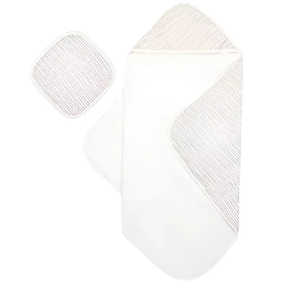 Taupe Wave Hooded Towel Set - HoneyBug
