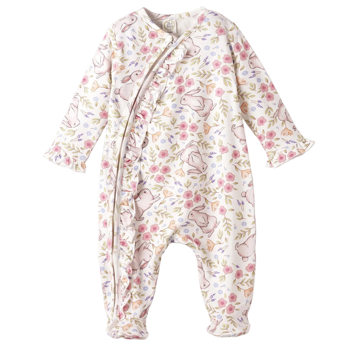 Bunny Blooms Soft Bamboo Zipper Romper for Easter