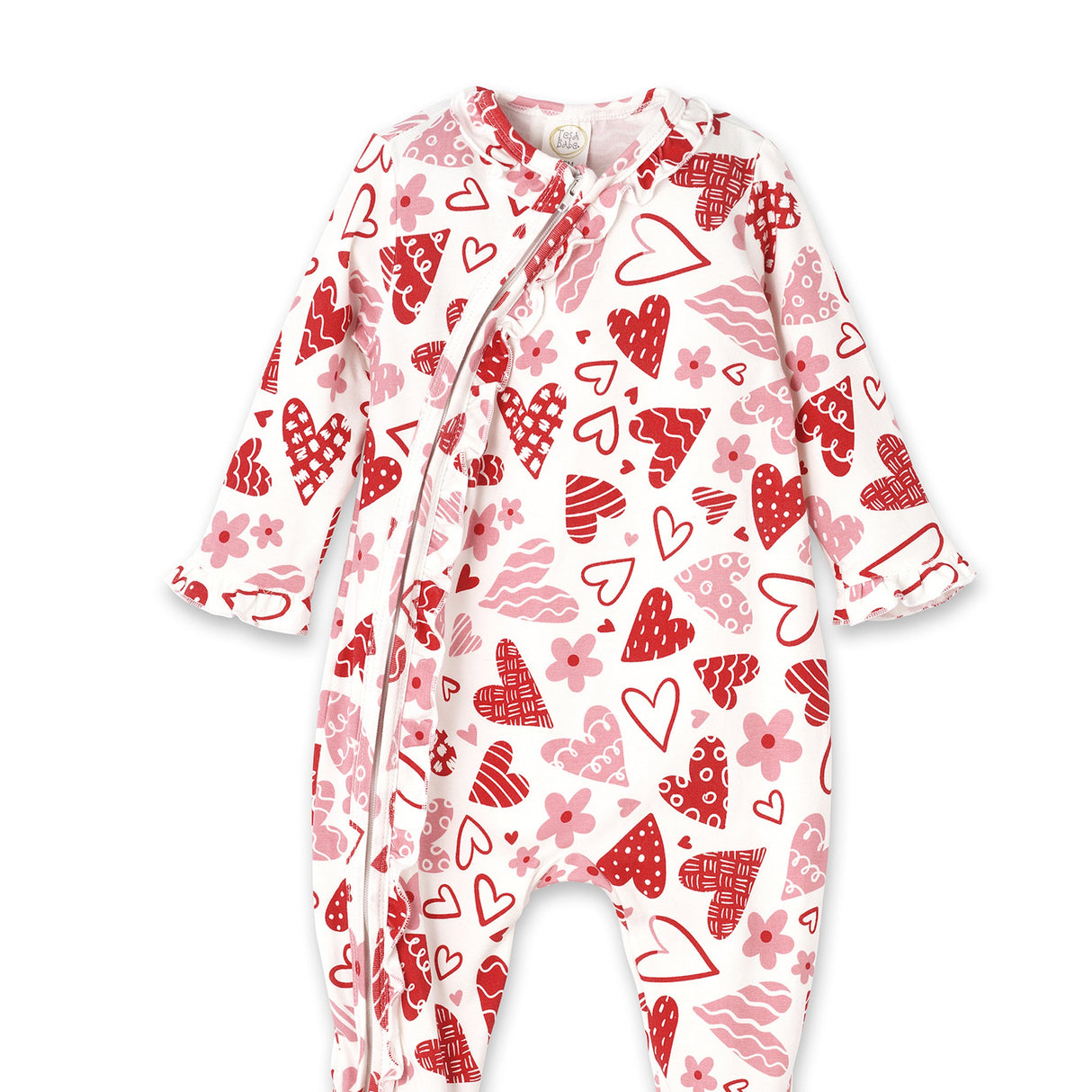 Hearts Bamboo Zipper Romper - HoneyBug