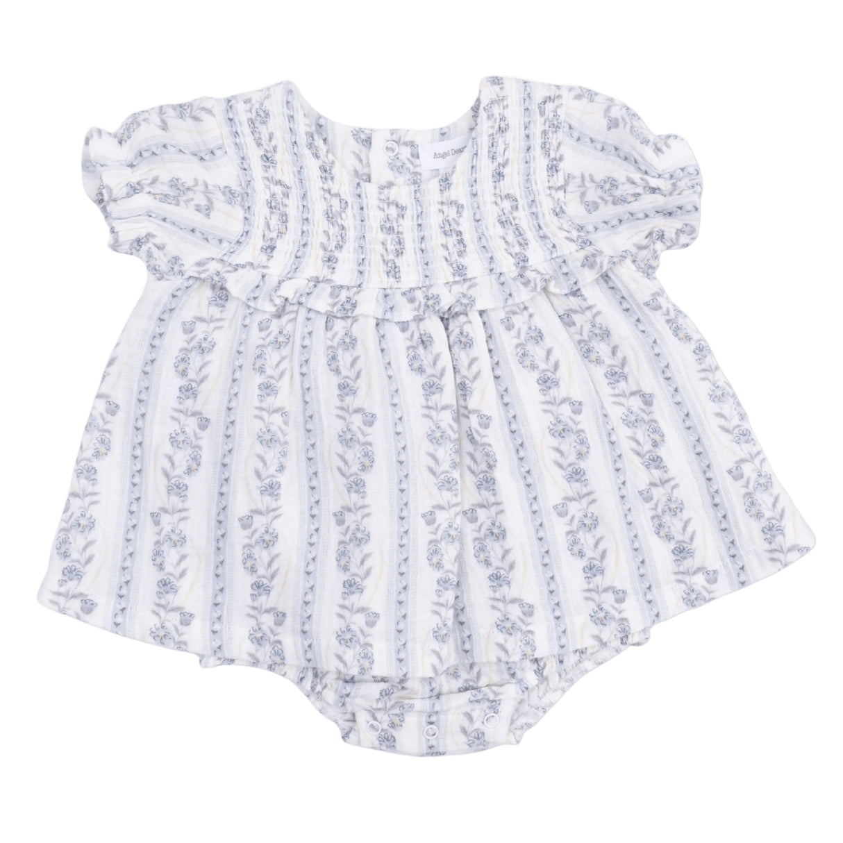 Kimberly Floral Stripe - Smocked Ruffle Bubble with Skirt
