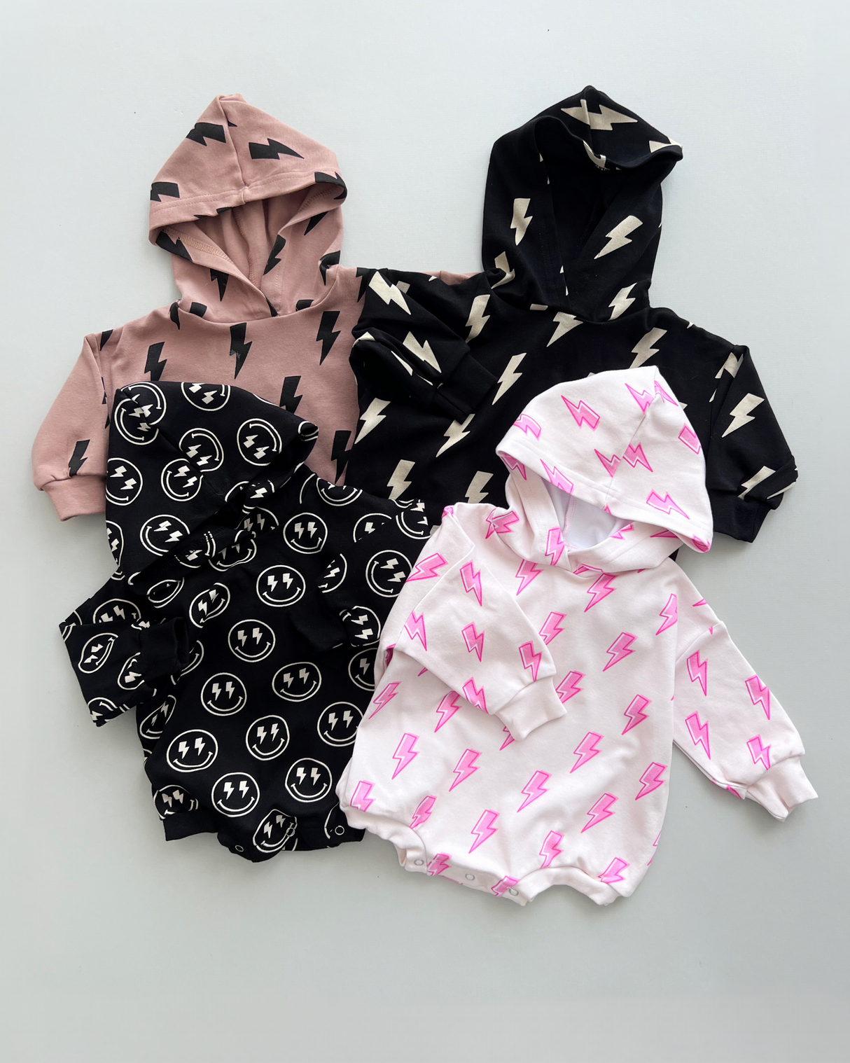 Hooded Bubble Romper | Mocha Bolts - HoneyBug