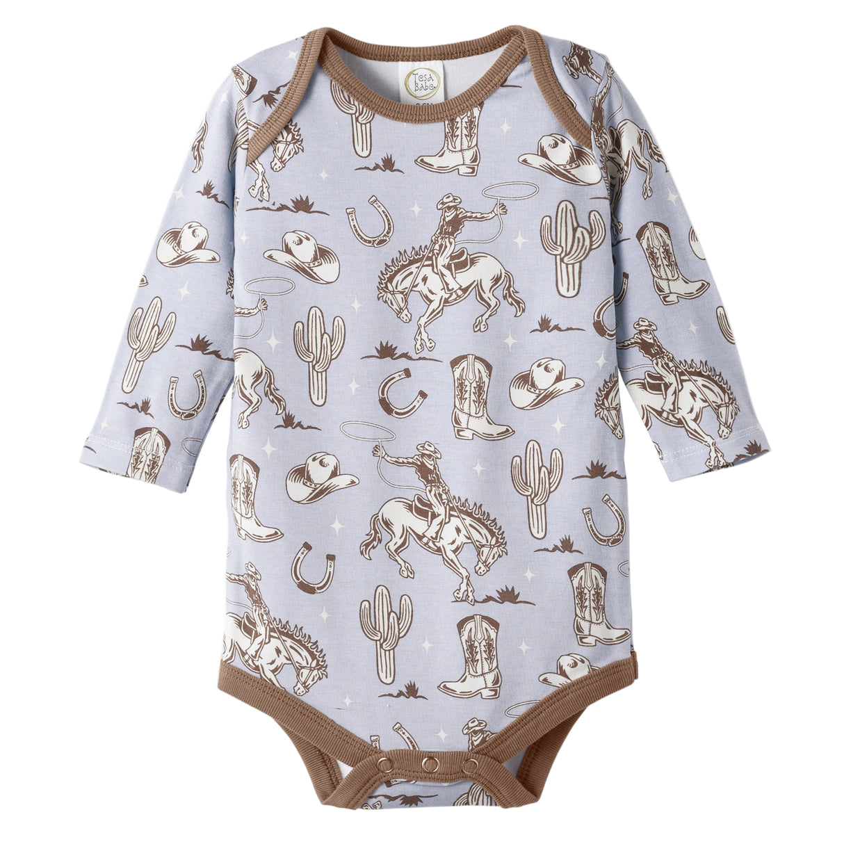 Wild Wrangler/Blue Western Cowboy Bamboo Baby Boy Bodysuit