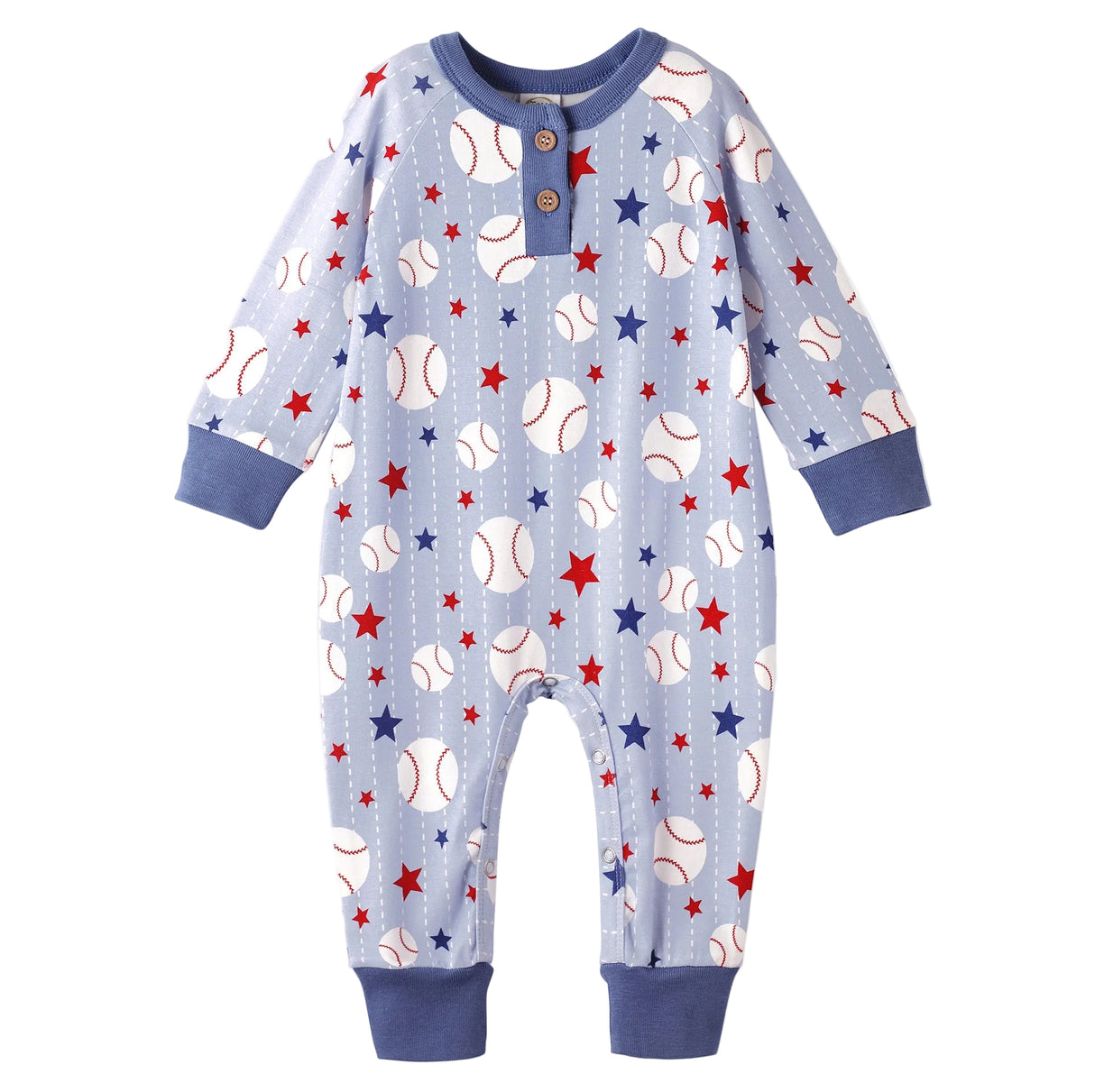 Grand Slam Bamboo Baseball Henley Romper for Baby Boys
