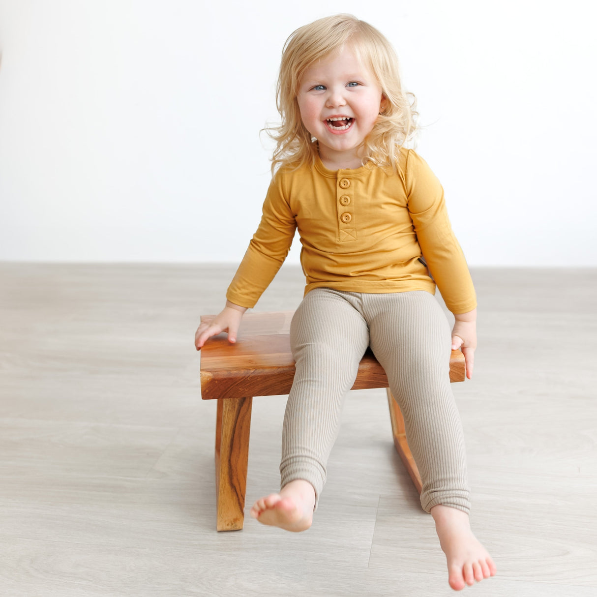 HENLEY LONG SLEEVE- Honey Mustard - HoneyBug