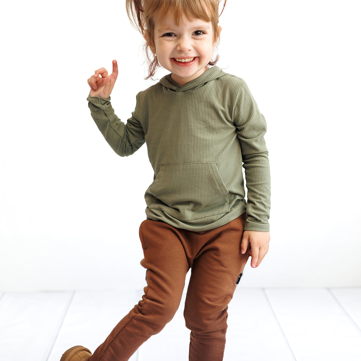 LONG SLEEVE HOODIE- Sage - HoneyBug
