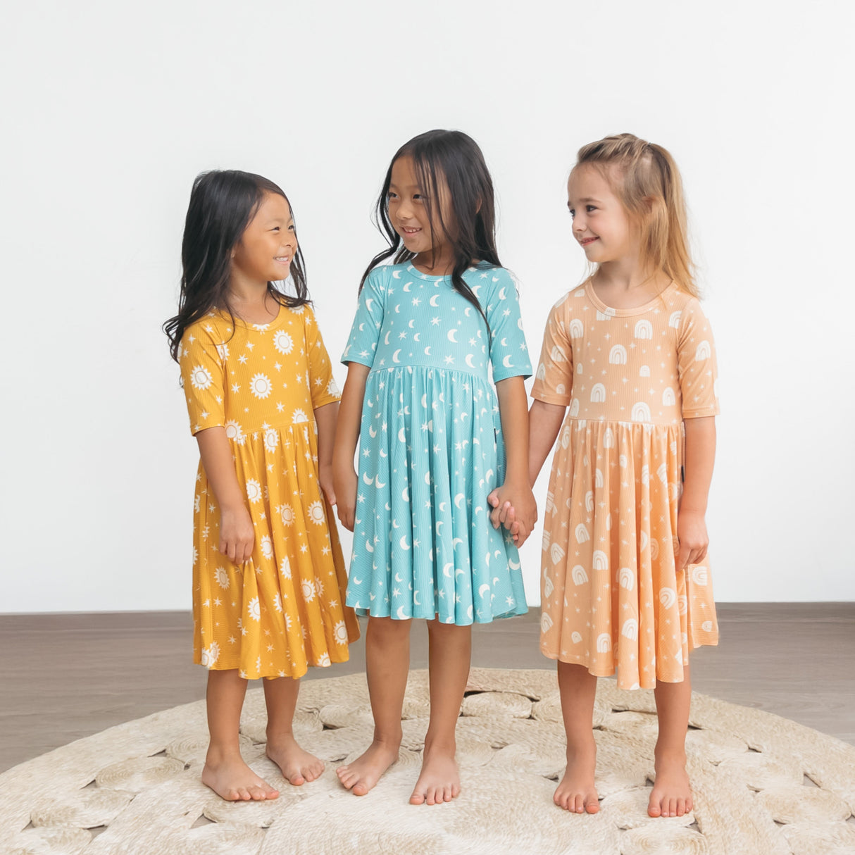 MID SLEEVE TWIRL- Rainbow Ribbed - HoneyBug