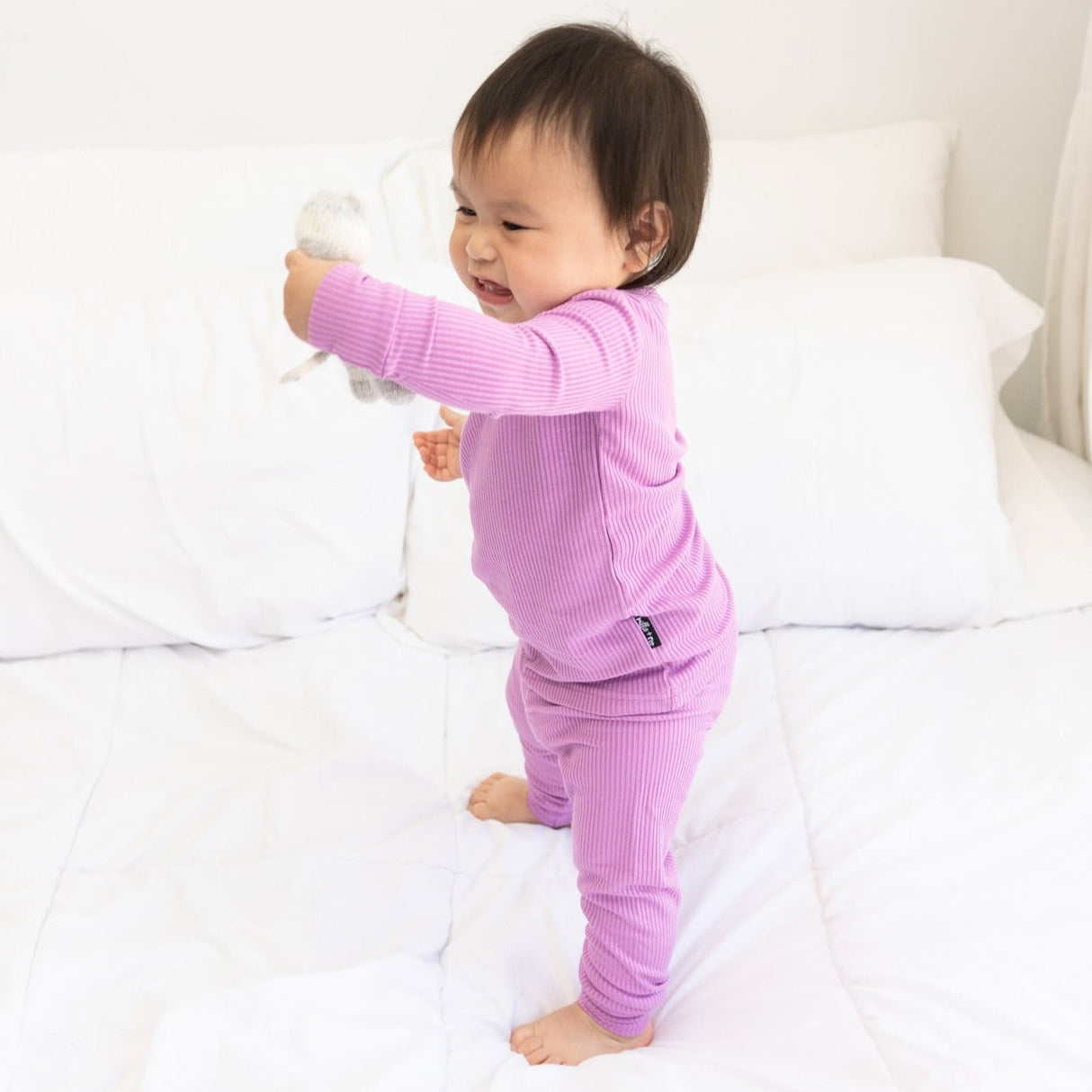 LONG SLEEVE 2 PIECE SETS- Lilac Ribbed - HoneyBug